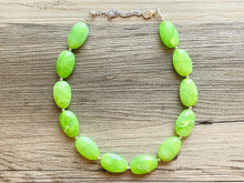 Load image into Gallery viewer, Lime Green Single Strand Big Beaded Statement Necklace, green Jewelry, green beaded necklace, green bead earrings, apple bridesmaid bead