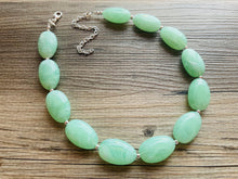 Load image into Gallery viewer, Winter Mint Statement Necklace, Chunky Beaded Necklace, Mint Green Jewelry, Spring Jewelry, green Necklace, green beaded necklace, 1 single