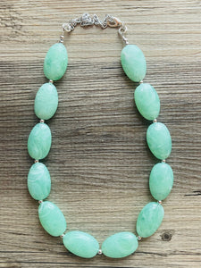 Winter Mint Statement Necklace, Chunky Beaded Necklace, Mint Green Jewelry, Spring Jewelry, green Necklace, green beaded necklace, 1 single