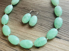 Load image into Gallery viewer, Winter Mint Statement Necklace, Chunky Beaded Necklace, Mint Green Jewelry, Spring Jewelry, green Necklace, green beaded necklace, 1 single