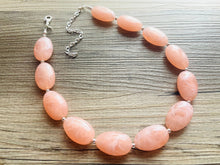 Load image into Gallery viewer, Peach Chunky Statement Necklace &amp; earrings set, single 1 Strand Beaded Jewelry, light coral pink jewelry, bridesmaid wedding beaded bib