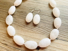 Load image into Gallery viewer, White chunky statement necklace, bib jewelry cloudy white necklace, white jewelry, white beaded necklace, white bubble, cloud earrings set