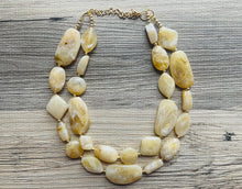 Load image into Gallery viewer, Champagne Chunky Statement Necklace, Big beaded jewelry, light brown statement, chunky champagne jewelry, beaded jewelry, big beaded tan