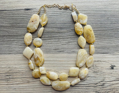 Champagne Chunky Statement Necklace, Big beaded jewelry, light brown statement, chunky champagne jewelry, beaded jewelry, big beaded tan