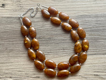 Load image into Gallery viewer, Hot cocoa Brown Chunky Statement Necklace, Big beaded jewelry, Double Strand Statement Necklace, Bib brown bridesmaid wedding earrings