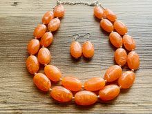 Load image into Gallery viewer, Bright Chunky Orange Statement Necklace, Big beaded jewelry, Double Strand Statement Necklace, Bib necklace creamsicle bridesmaid wedding