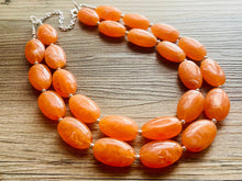 Load image into Gallery viewer, Bright Chunky Orange Statement Necklace, Big beaded jewelry, Double Strand Statement Necklace, Bib necklace creamsicle bridesmaid wedding