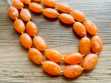 Load image into Gallery viewer, Bright Chunky Orange Statement Necklace, Big beaded jewelry, Double Strand Statement Necklace, Bib necklace creamsicle bridesmaid wedding