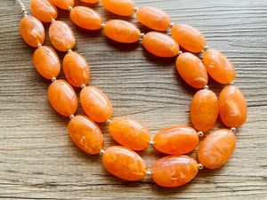 Bright Chunky Orange Statement Necklace, Big beaded jewelry, Double Strand Statement Necklace, Bib necklace creamsicle bridesmaid wedding