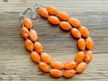 Load image into Gallery viewer, Bright Chunky Orange Statement Necklace, Big beaded jewelry, Double Strand Statement Necklace, Bib necklace creamsicle bridesmaid wedding