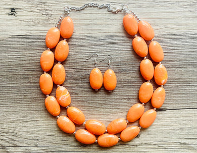Orange Peel Statement Necklace, Chunky Beaded Necklace, Orange Jewelry, Fall Jewelry, Fall necklace, fall jewelry, orange earrings
