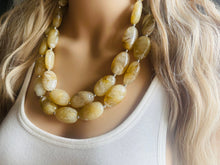 Load image into Gallery viewer, Champagne Chunky Statement Necklace, Big beaded jewelry, light brown statement, chunky champagne jewelry, beaded jewelry, big beaded tan