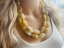 Load image into Gallery viewer, Champagne Chunky Statement Necklace, Big beaded jewelry, light brown statement, chunky champagne jewelry, beaded jewelry, big beaded tan
