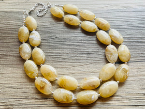 Champagne Chunky Statement Necklace, Big beaded jewelry, light brown statement, chunky champagne jewelry, beaded jewelry, big beaded tan