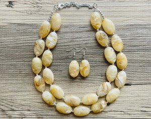 Champagne Chunky Statement Necklace, Big beaded jewelry, light brown statement, chunky champagne jewelry, beaded jewelry, big beaded tan