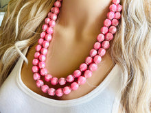 Load image into Gallery viewer, Beaded Cotton Candy pink Necklace, Double Strand Statement Jewelry, baby blush Chunky bib bridesmaid or everyday bubble jewelry silver