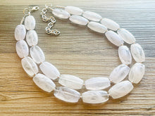 Load image into Gallery viewer, White Statement jewelry set, Chunky Beaded Necklace, neutral Jewelry, bright white Necklace, wedding beaded necklace, white earrings