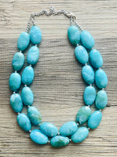 Load image into Gallery viewer, Seafoam Statement Necklace &amp; Earrings, Chunky Beaded Necklace, green Jewelry, teal blue Jewelry, green earrings Necklace, mint jewelry