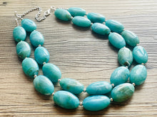 Load image into Gallery viewer, Seafoam Statement Necklace &amp; Earrings, Chunky Beaded Necklace, green Jewelry, teal blue Jewelry, green earrings Necklace, mint jewelry