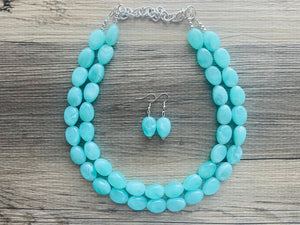 SpearMint 2 strand Statement Necklace, Chunky Beaded Necklace, Mint Green Jewelry, Spring Jewelry, green thick Necklace, green beaded mint