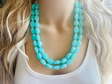 Load image into Gallery viewer, SpearMint 2 strand Statement Necklace, Chunky Beaded Necklace, Mint Green Jewelry, Spring Jewelry, green thick Necklace, green beaded mint