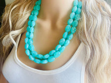 Load image into Gallery viewer, SpearMint 2 strand Statement Necklace, Chunky Beaded Necklace, Mint Green Jewelry, Spring Jewelry, green thick Necklace, green beaded mint