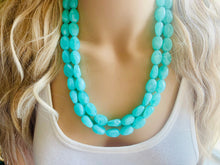 Load image into Gallery viewer, SpearMint 2 strand Statement Necklace, Chunky Beaded Necklace, Mint Green Jewelry, Spring Jewelry, green thick Necklace, green beaded mint