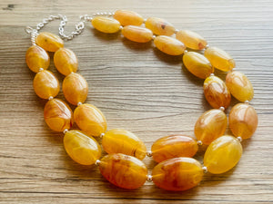 Firey Marigold Chunky Statement Necklace, Big beaded jewelry, red orange Statement Necklace, Bib necklace, yellow bridesmaid wedding