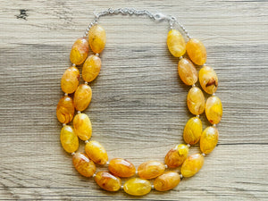 Firey Marigold Chunky Statement Necklace, Big beaded jewelry, red orange Statement Necklace, Bib necklace, yellow bridesmaid wedding