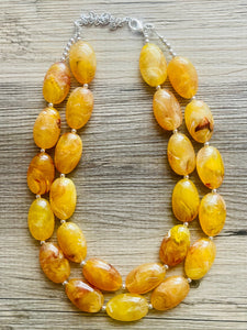 Firey Marigold Chunky Statement Necklace, Big beaded jewelry, red orange Statement Necklace, Bib necklace, yellow bridesmaid wedding