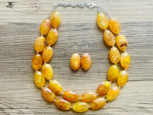 Firey Marigold Chunky Statement Necklace, Big beaded jewelry, red orange Statement Necklace, Bib necklace, yellow bridesmaid wedding