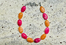 Load image into Gallery viewer, Deep Pink &amp; Orange Single Statement Necklace, Chunky Jewelry Big Beaded Necklace, hot pink Necklace, magenta Jewelry bubble earrings