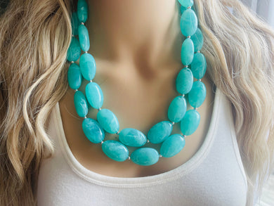 SpearMint Statement Necklace, Chunky Beaded Necklace, Mint Green Jewelry, Spring Jewelry, green Necklace, green beaded necklace, double