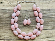 Load image into Gallery viewer, Blush Pink Double Strand Big Beaded Statement Necklace, baby pink Jewelry, pink beaded necklace, pink beaded necklace, bridesmaid necklace