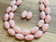 Load image into Gallery viewer, Blush Pink Double Strand Big Beaded Statement Necklace, baby pink Jewelry, pink beaded necklace, pink beaded necklace, bridesmaid necklace