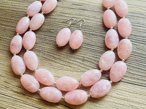 Blush Pink Double Strand Big Beaded Statement Necklace, baby pink Jewelry, pink beaded necklace, pink beaded necklace, bridesmaid necklace