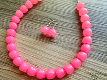 Load image into Gallery viewer, Gumdrop Bead Pink Necklace, Single Strand Statement Jewelry, hot pink Chunky bib bridesmaid everyday bubble jewelry earrings