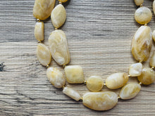 Load image into Gallery viewer, Champagne Chunky Statement Necklace, Big beaded jewelry, light brown statement, chunky champagne jewelry, beaded jewelry, big beaded tan