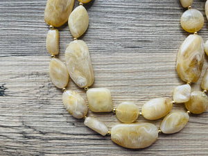 Champagne Chunky Statement Necklace, Big beaded jewelry, light brown statement, chunky champagne jewelry, beaded jewelry, big beaded tan