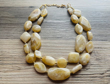 Load image into Gallery viewer, Champagne Chunky Statement Necklace, Big beaded jewelry, light brown statement, chunky champagne jewelry, beaded jewelry, big beaded tan