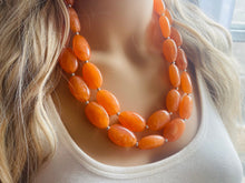 Load image into Gallery viewer, Bright Chunky Orange Statement Necklace, Big beaded jewelry, Double Strand Statement Necklace, Bib necklace creamsicle bridesmaid wedding