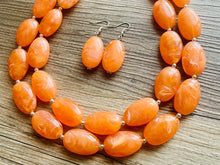 Load image into Gallery viewer, Bright Chunky Orange Statement Necklace, Big beaded jewelry, Double Strand Statement Necklace, Bib necklace creamsicle bridesmaid wedding