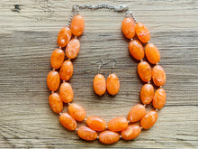 Load image into Gallery viewer, Bright Chunky Orange Statement Necklace, Big beaded jewelry, Double Strand Statement Necklace, Bib necklace creamsicle bridesmaid wedding