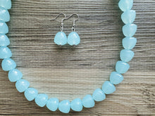 Load image into Gallery viewer, Gumdrop Bead Light Blue Necklace, Single Strand Statement Jewelry, periwinkle Chunky bib bridesmaid everyday bubble jewelry earrings