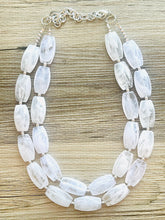 Load image into Gallery viewer, White Statement jewelry set, Chunky Beaded Necklace, neutral Jewelry, bright white Necklace, wedding beaded necklace, white earrings