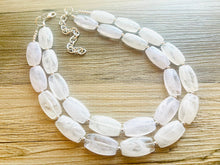 Load image into Gallery viewer, White Statement jewelry set, Chunky Beaded Necklace, neutral Jewelry, bright white Necklace, wedding beaded necklace, white earrings
