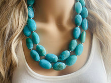 Load image into Gallery viewer, Seafoam Statement Necklace &amp; Earrings, Chunky Beaded Necklace, green Jewelry, teal blue Jewelry, green earrings Necklace, mint jewelry