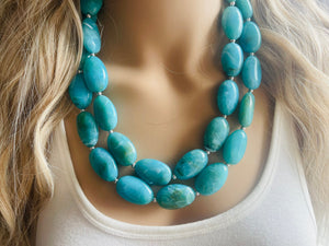 Seafoam Statement Necklace & Earrings, Chunky Beaded Necklace, green Jewelry, teal blue Jewelry, green earrings Necklace, mint jewelry