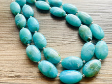 Load image into Gallery viewer, Seafoam Statement Necklace &amp; Earrings, Chunky Beaded Necklace, green Jewelry, teal blue Jewelry, green earrings Necklace, mint jewelry