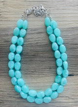 Load image into Gallery viewer, SpearMint 2 strand Statement Necklace, Chunky Beaded Necklace, Mint Green Jewelry, Spring Jewelry, green thick Necklace, green beaded mint